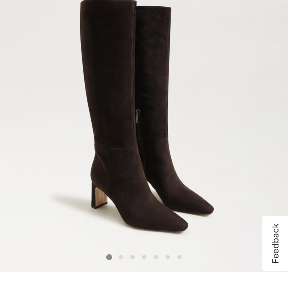 Sam Edelman Sylvia Women's Tall Block Heel Boots in Chocolate Brown Suede